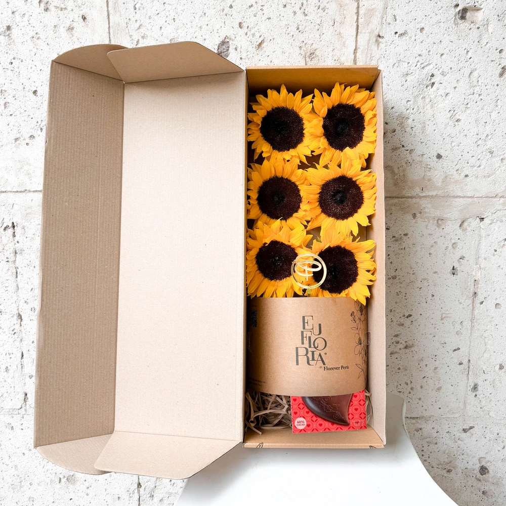 CAJA CON 6 GIRASOLES EDICION EUFLORIA + CORAZON DE LA IBERICA