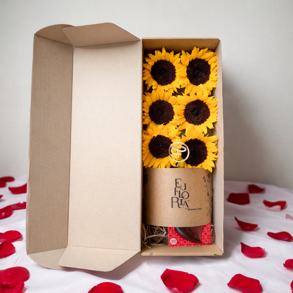 CAJA CON 6 GIRASOLES EDICION EUFLORIA + CORAZON DE LA IBERICA